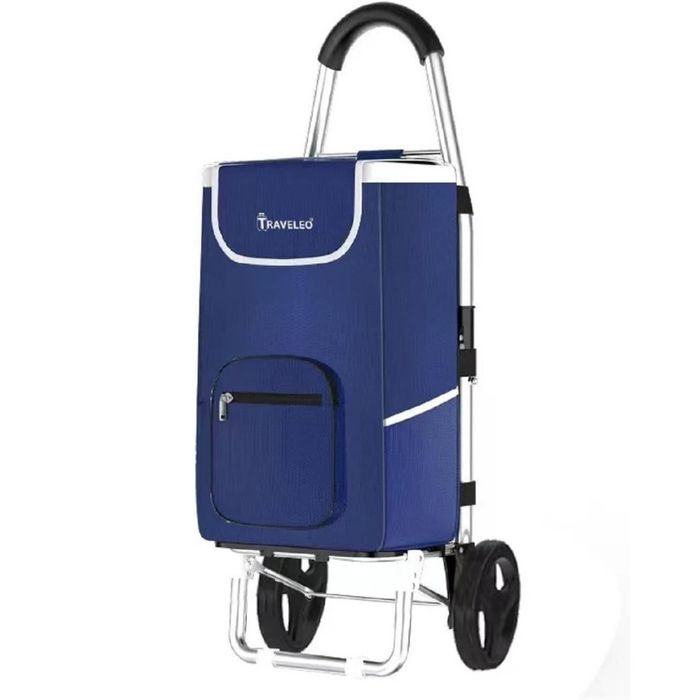 Сгъваема пазарска количка 56 литра Troll03Blue – лека, водоустойчива и