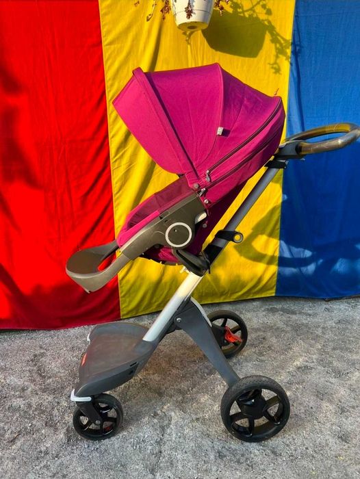 Carucior 3 in 1 Stokke Xplory pentru bebelusi, violet mov, landou, scoica, carut, umbrela, geanta, stare buna! Nou, a fost 4000lei!