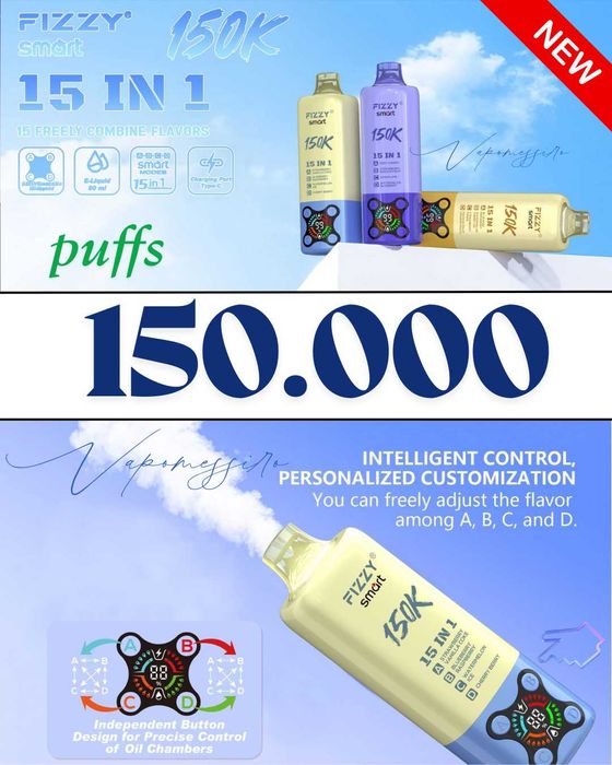 Vape Fizzy 150.000 puffs 15 Arome in 1
