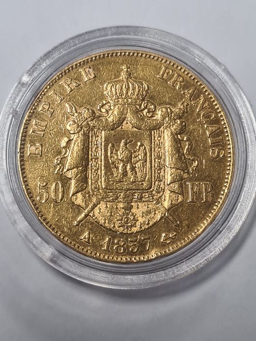 Moneda din aur 22k, Napoleon al III-lea. 50 de franci 1857