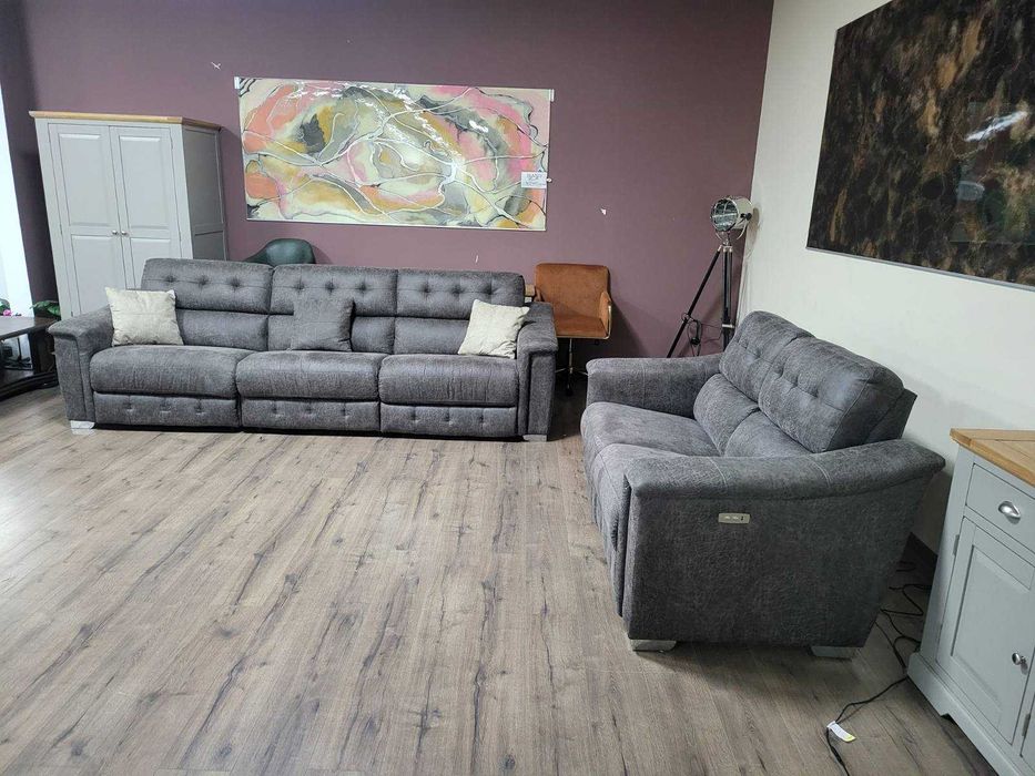 Кафяв комплект дивани от плат четворка и двойка La-z-boy