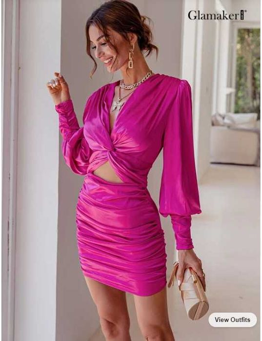 Rochie petrecere roz sidefat