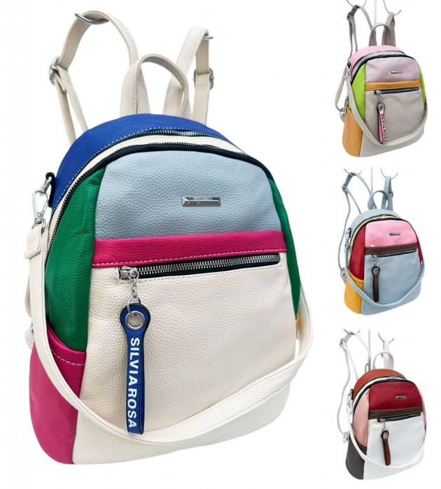 Компактна дамска раница с пъстър дизайн от еко материал