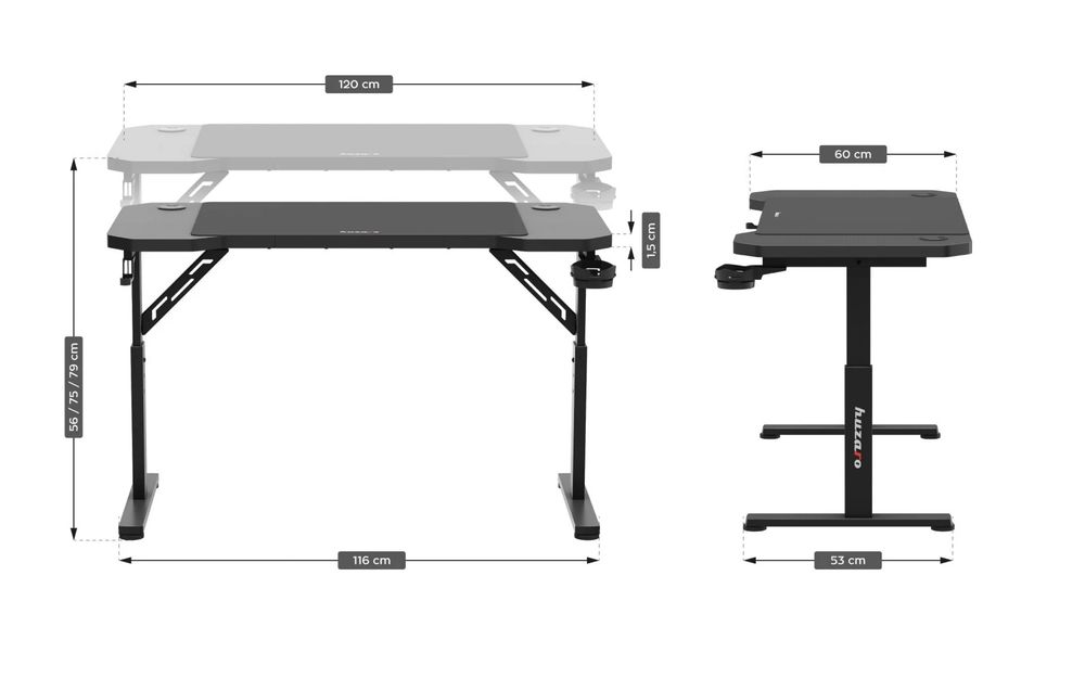 Birou Gaming 120 cm Ajustabil pe inaltime Huzaro 2.6 nou