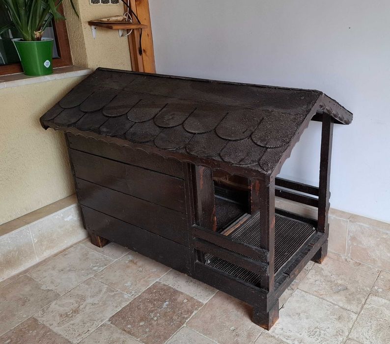 Cușcă Câine Lemn Masiv Izolată 120x60x97 cm
