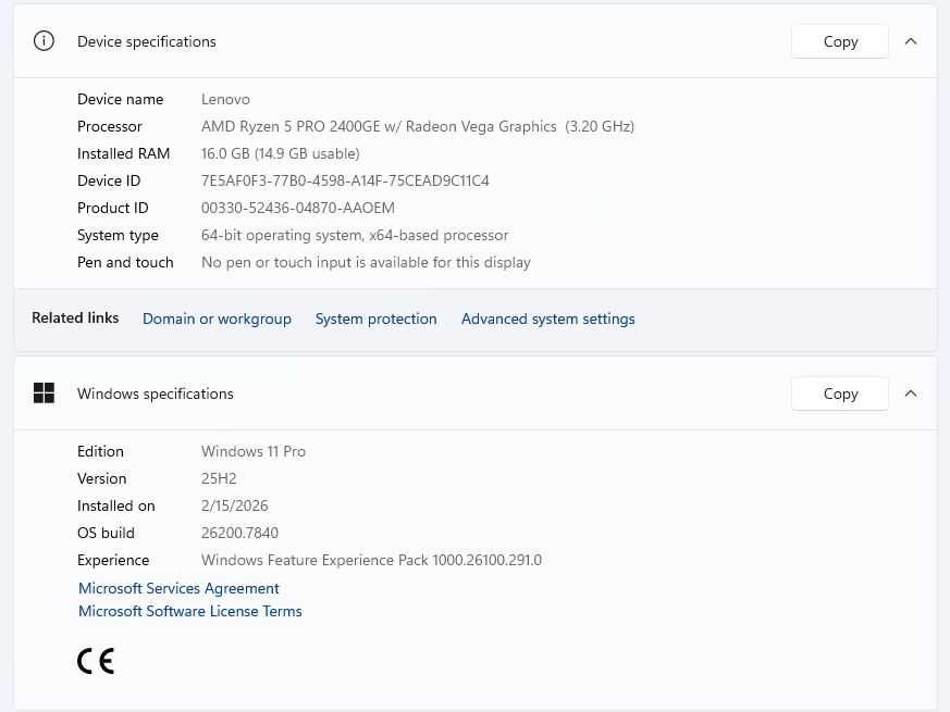 Lenovo Thinkcentre M715Q AMD Ryzen 5 Pro 2400GE