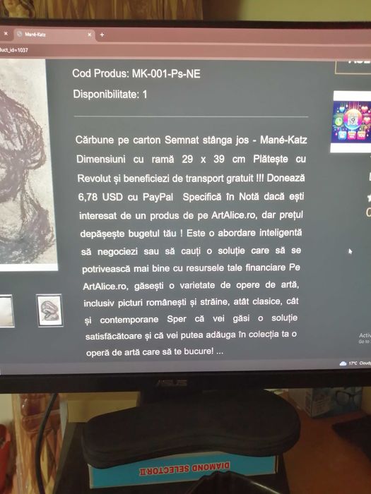 Tablou  original in carbune Mane - Katz