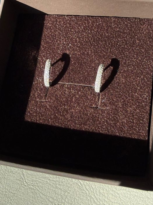 Cercei aur alb cu diamante