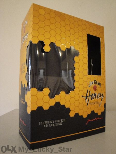 Празна колекционерска бутилка / шише и кутия от уиски Jim Beam Honey