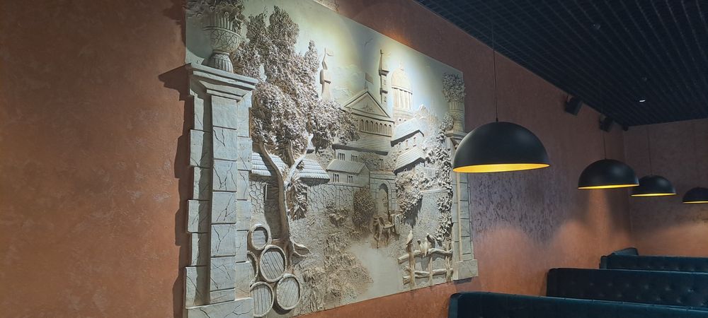 Барельеф, скалы, имитации горного камня, скульптуры