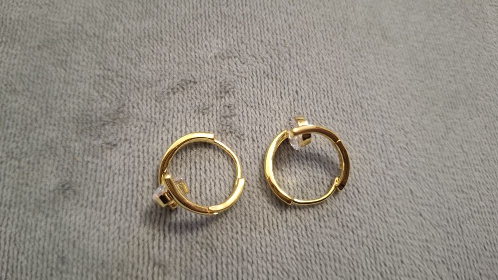 Cercei rotunzi cu zircon, argint S925,  16 mm