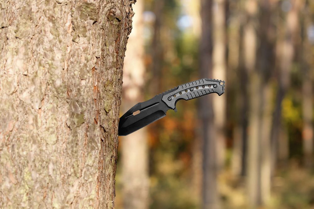 Cutit vanatoare IdeallStore®, Survival Avenue, otel, 23 cm, negru