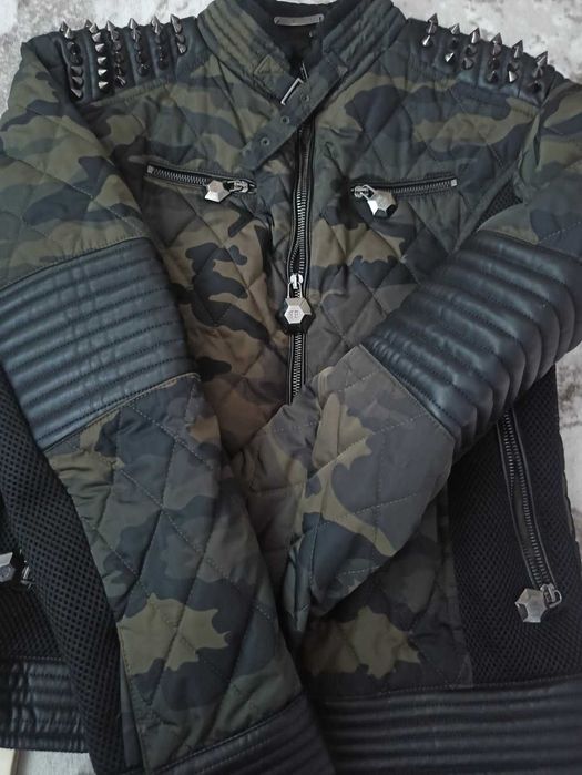 Philipp Plein - Оригинално Камуфлажно яке с шипове през рамо, каки