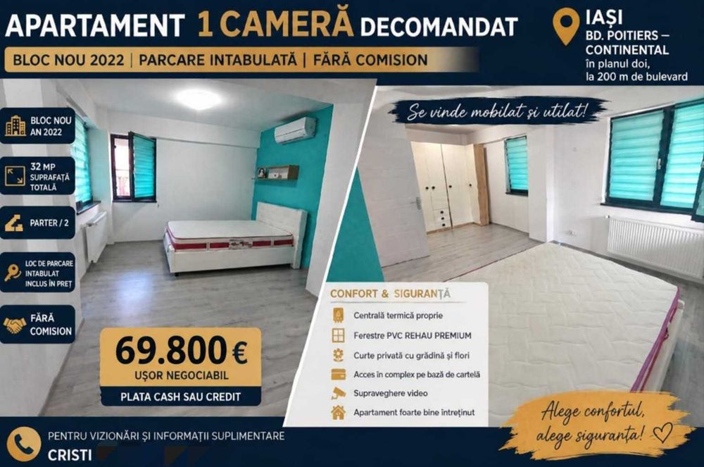 OCAZIE !! ZERO Comision Ap 1 CD, 33 mp bl 2022 200 ml de bd. Poitiers + loc parcare