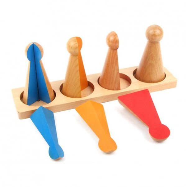 Монтесори дроби елементи с деления 1, 1/2, 1/3 и 1/4 + карти и поставк