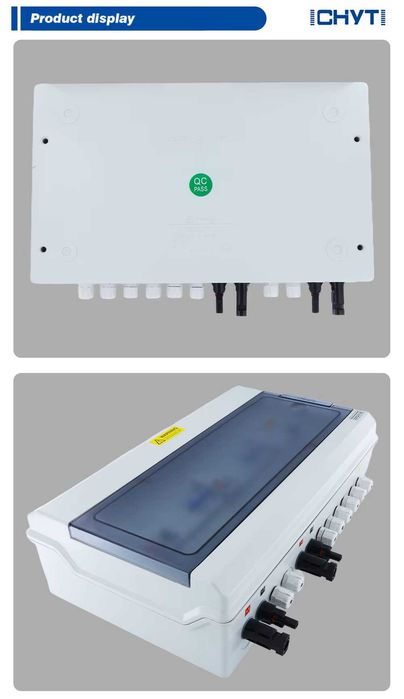 Cutie combinatoare fotovoltaică pentru sistem solar DC+AC,IP65 ,2 intrari 2 iesiri,2 șiruri cu panouri solare 15A 600V AC