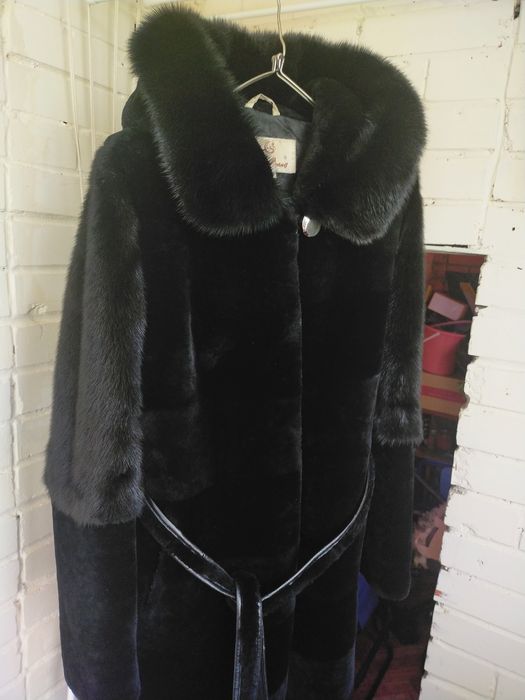 Шуба мутон с норкой р. 48
