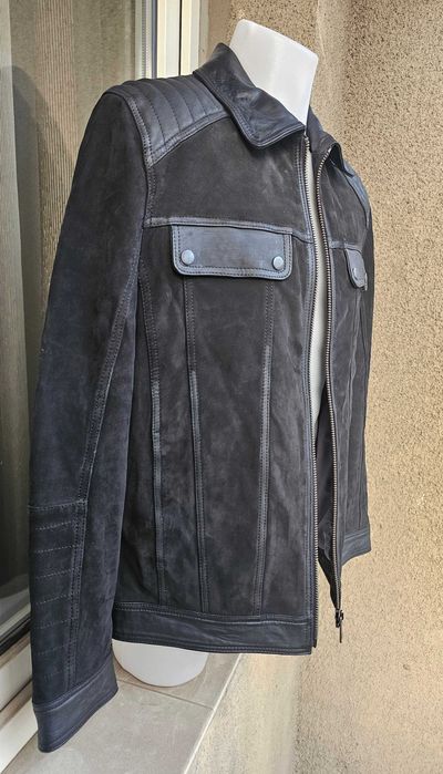 Мъжко кожено яке от велур и естествена кожа – размер L