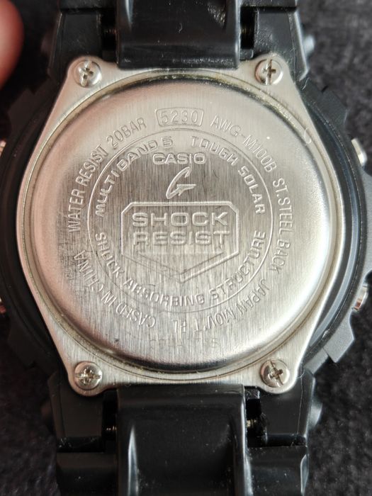 Casio G-Shock AWG-M100B incarcare solara, control radio, baterie recent schimbata