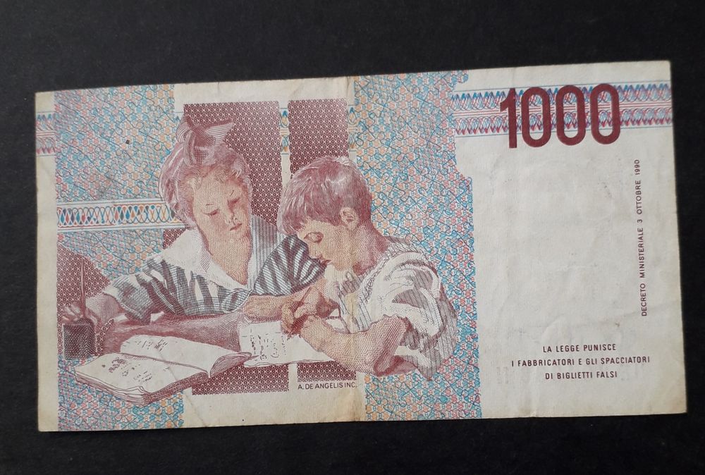 Bancnota 1000 lire M. Montessori