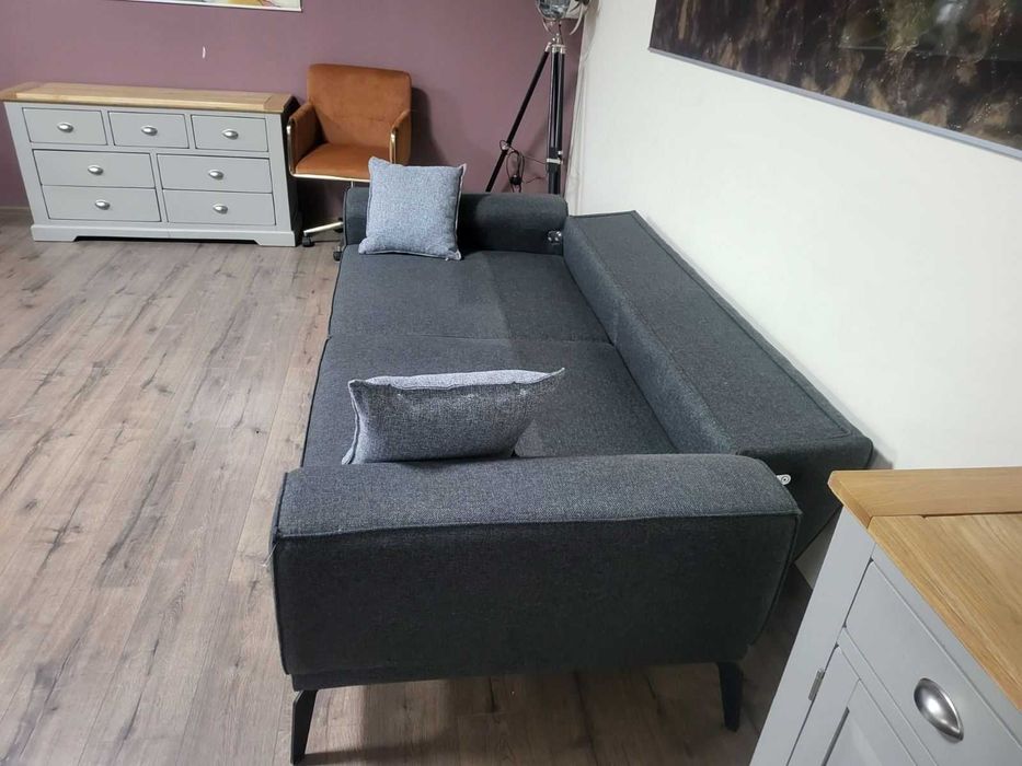 Сив диван от плат тройка с функция сън
