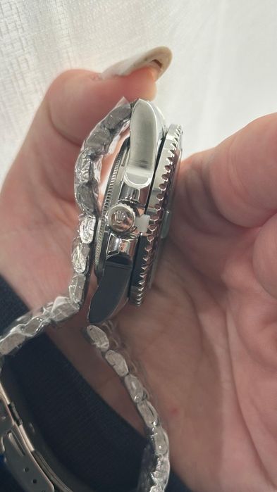 Rolex argintiu cu margini albastre