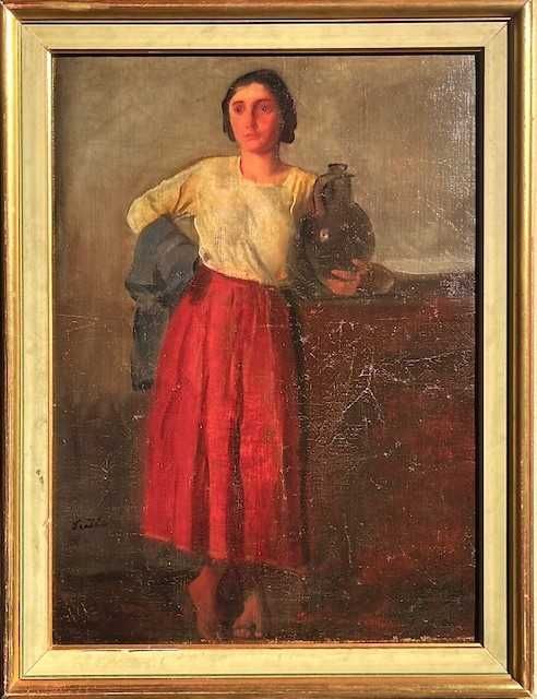 DE COLECTIE! Tablou VECHI ~Fata cu ulcior~Szüle Péter (1886-1944)