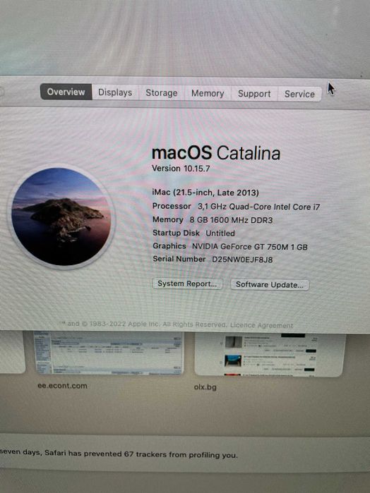21,5 iMac A1419 (Late 2013)-i7/8GB RAM