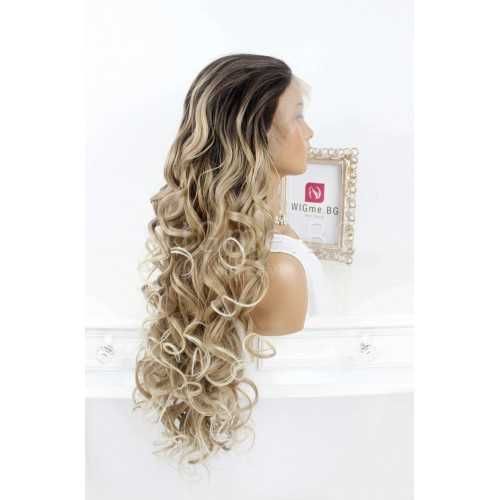 Дълга къдрава кестенява лейс фронт перука Скарлет