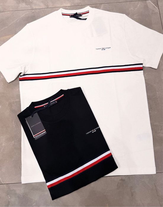 Tricou Barbati Tommy Negru/Alb!