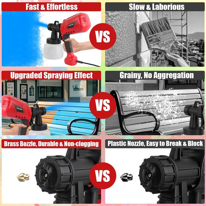 НОВ! Електрически пистолет за боядисване 700W, 1200 мл, 4 медни дюзи
