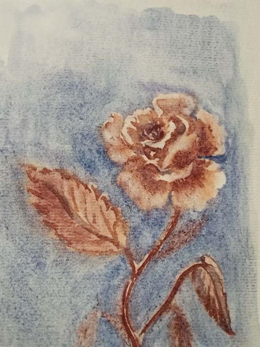 Ръчно рисувана акварелна картина – нежна роза