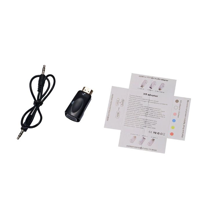 Мъжки HDMI към женски VGA адаптер, FullHD конвертор за компютър TV Box