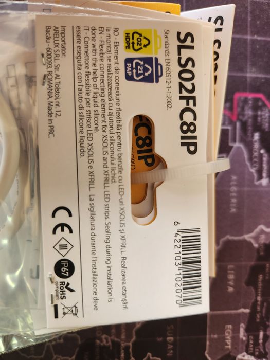 Conector flexibil cu cablu pentru banda LED, Arelux Xsolis SLS02FC8IP