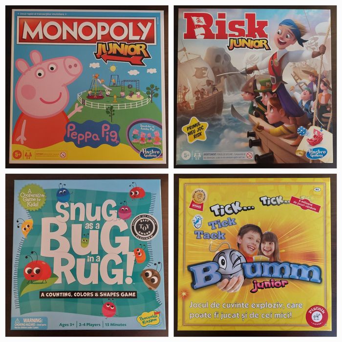 Set 4 boardgames pt copii + puzzle si minijoc bonus