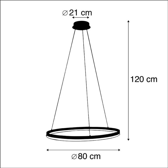 Дизайнерска висяща лампа, черна, 80 см, вкл. LED, 3-степенна димируема