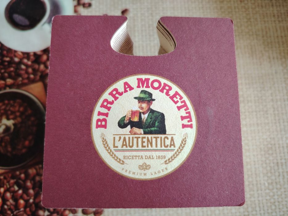 Картонени подложки на Heineken, Birra Moretti, Сливенска перла и ouzo Paralia