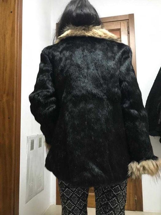 Haina Blana naturala de iepure si vulpe