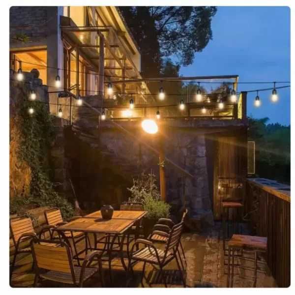 Градински LED Гирлянд с 10 крушки топла бяла светлина