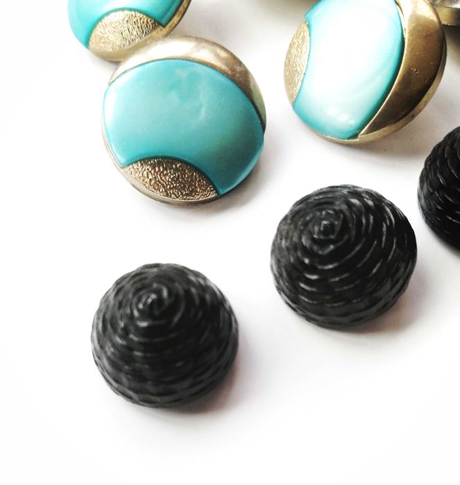 Lot doua seturi nasturi retro vintage fashion design turcoaz gold dama