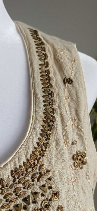 Vestă vintage 100% bumbac cu aplicații metalice