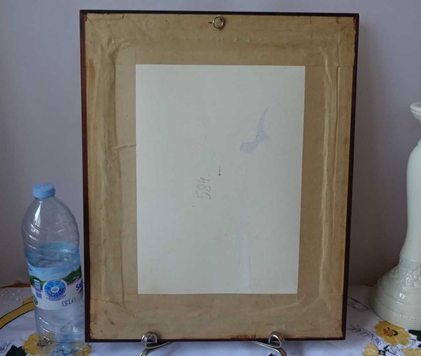 Гоблен- голям, натюрморт,  „Ваза с цветя “, едър бод, със стъкло