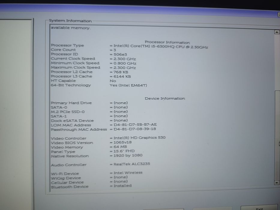 Placa de baza laptop Dell Precision 3510 - i5-6300HQ / AMD FirePro W5130M 2Gb