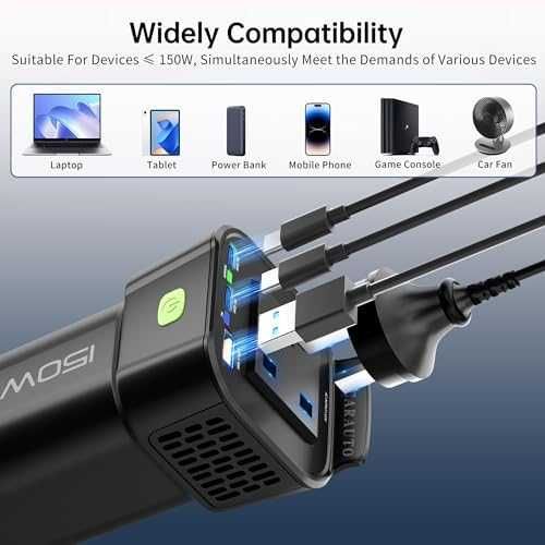 Нов Инвертор за кола автомобил 150W 12V към 220V с USB-C PD UK контакт