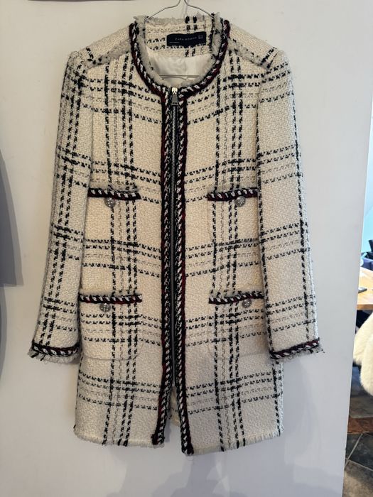 Палто зара черно бяло