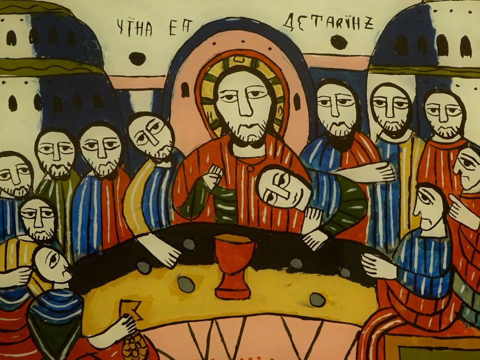 Icoana Cina cea de Taina, pictura rara de Feur Gheorghe, Nicula