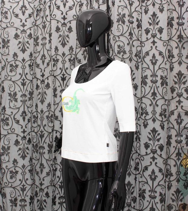 Just Cavalli оригинална дамска блуза бяла с крокодил M-L