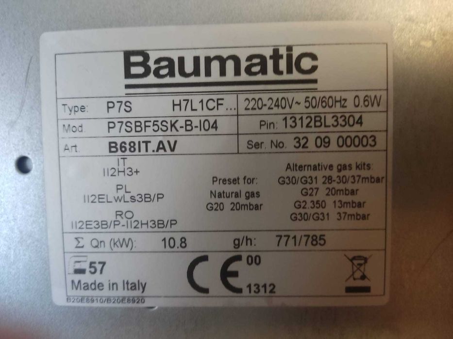 Plită gaz incorporabilă BAUMATIC 4 arzătoare + 1 wok  Avena Rustic