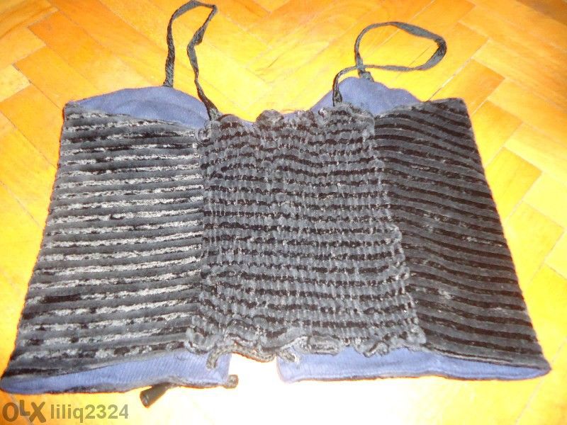 Джинсово черно бюстие