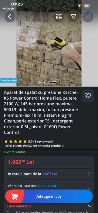 Vând Kärcher K5 Power Control Home Flex
